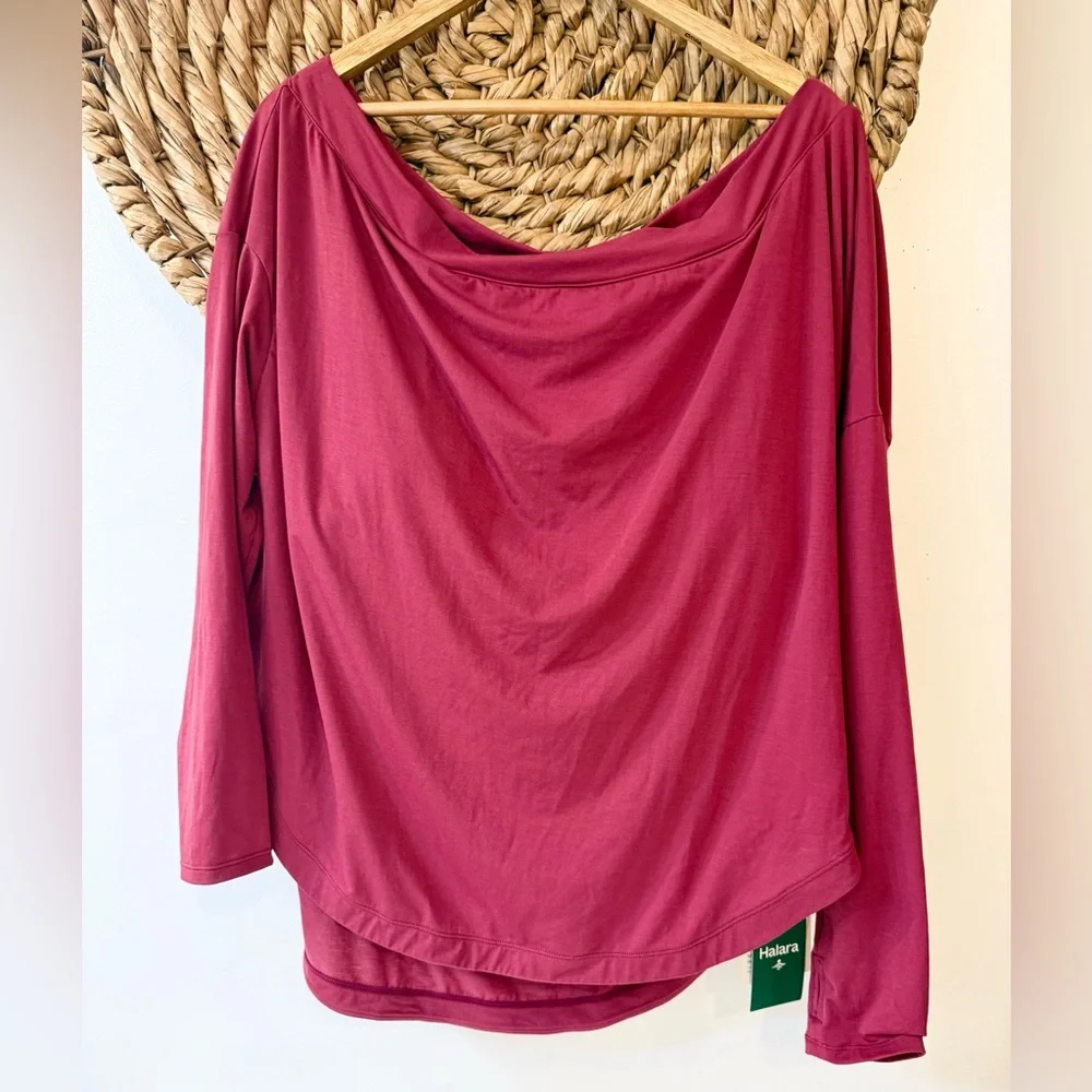 NWT Halara One Shoulder Long Sleeve Thumb Hole Curved Hem High Low Top XL - Picture 7 of 14